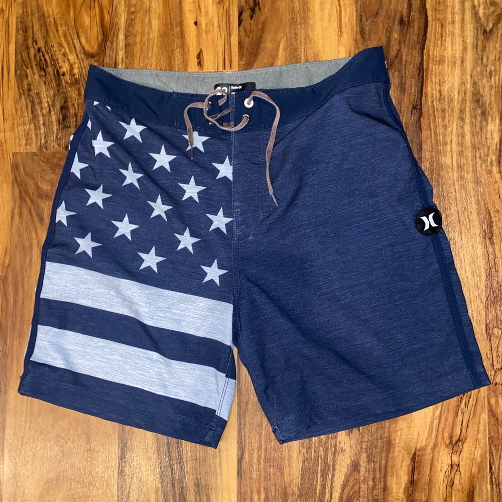 Mens Hurley American Flag Bathing Suit